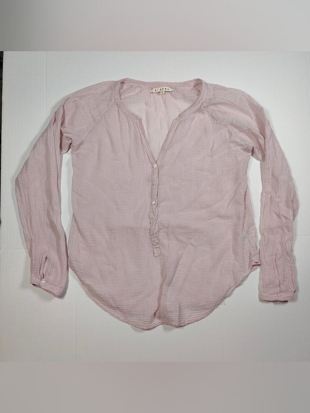 Xirena Scout Pink 100% Cotton Gauze Button Front Blouse Size XS Made In USA